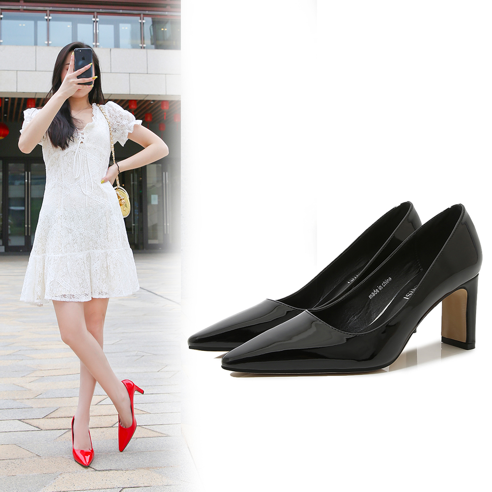 Court Heel Pointed - Zapatos de tacón de bloque de