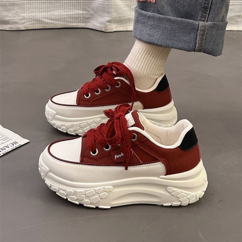 Platform Sneakers Chunky - Zapatillas blancas gruesas de primavera para
