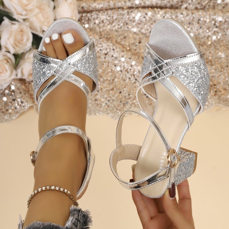 Strappy Heeled Sandals - Sandalias de tacón de bloque para