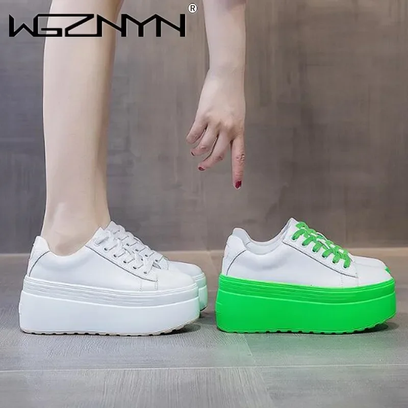 Platform Sneakers Chunky - Zapatos Casuales de Mujer de Cuero