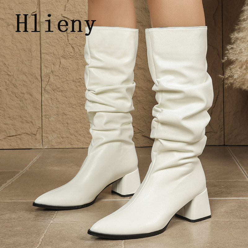 Botas de cuero plisado Hlieny  - Women'S Shoes In Size 12 reseña y precio