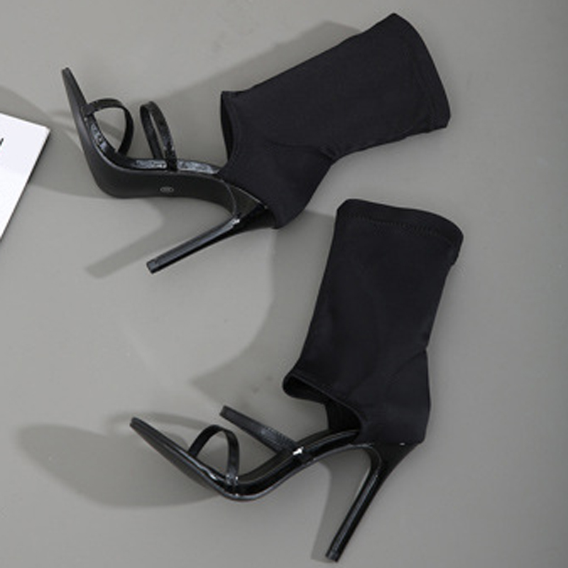 Botas de tela elástica de alta - Women Shoes Boots reseña y precio