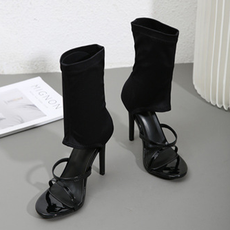 Botas de tela elástica de alta - Women Shoes Boots reseña y precio