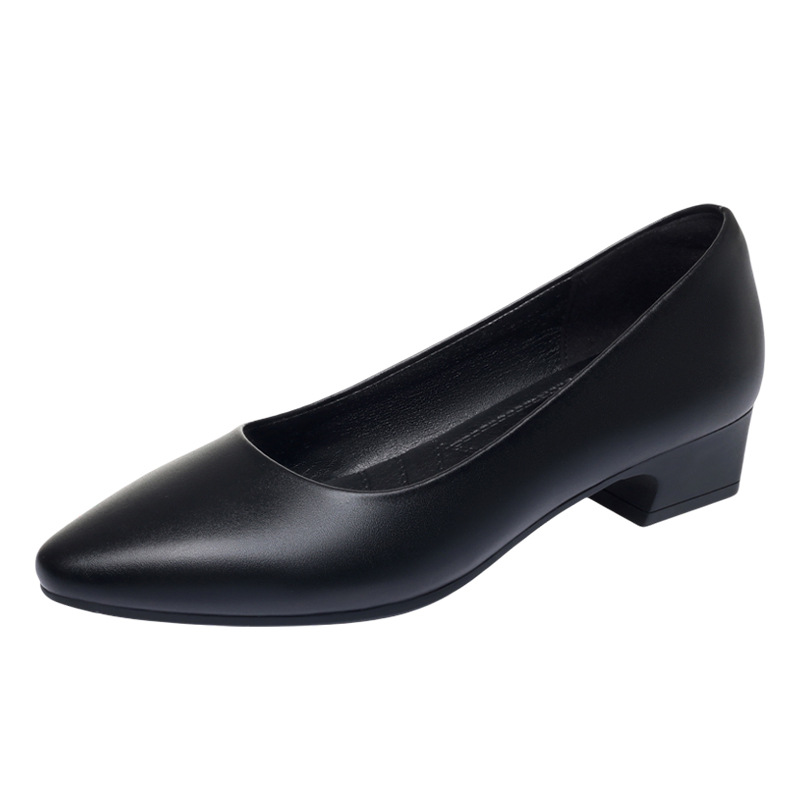 Zapatos de Tacón Bajo de Cuero - Court Heel Pointed reseña y precio