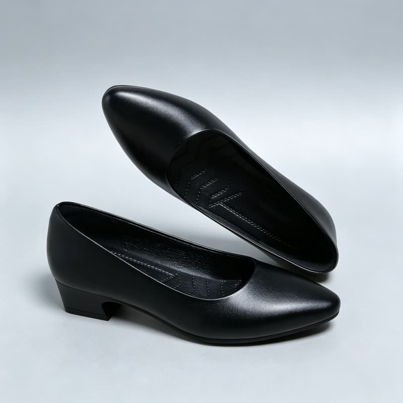 Zapatos de Tacón Bajo de Cuero - Court Heel Pointed reseña y precio